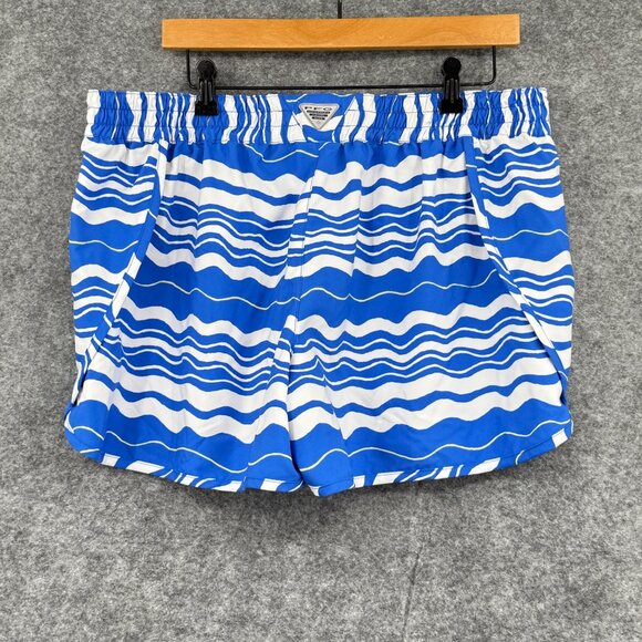 Columbia Womens XL Blue Wave Pattern Swim Shorts With Elastic Waist & Drawstring - Picture 9 of 10